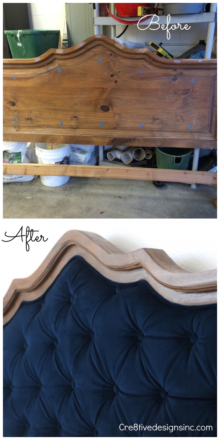 before and after tufted headboard