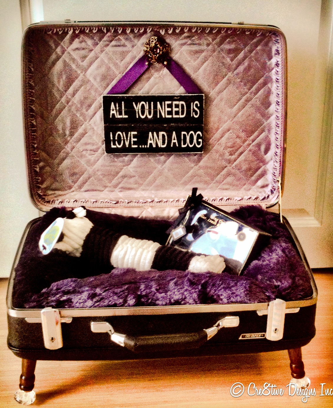Repurposed Suitcases make a great dog bed My Repurposed Life®