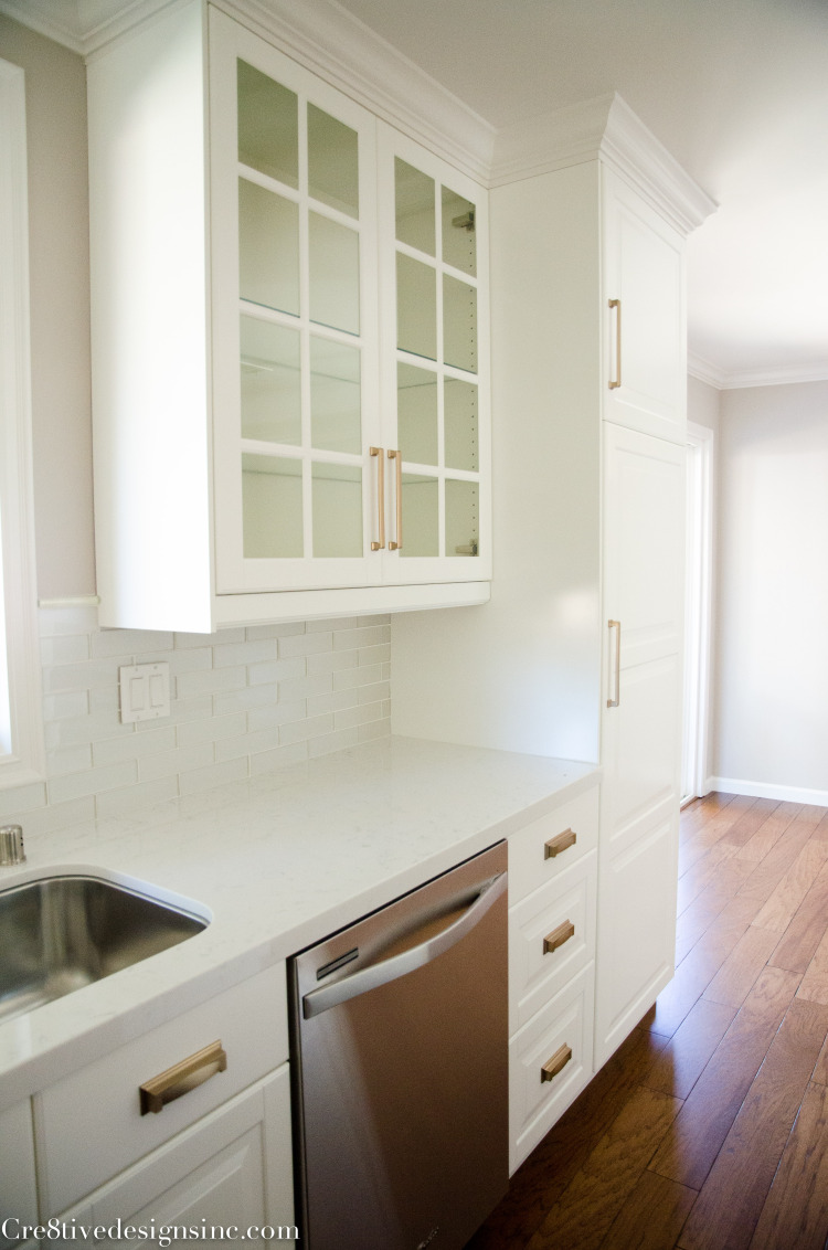 Remodel using Ikea cabinets adding molding