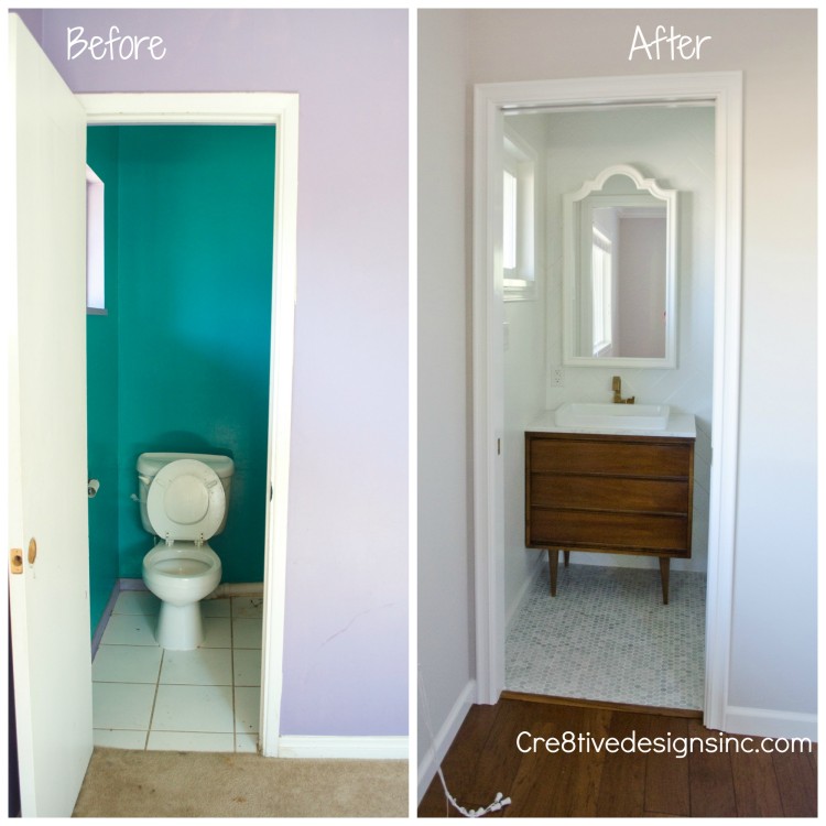 Before and after tiny bathroom