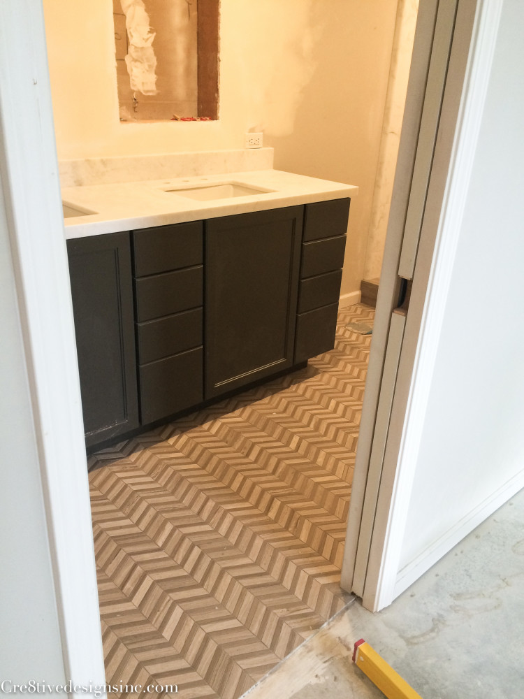 Herringbone bathroom floors