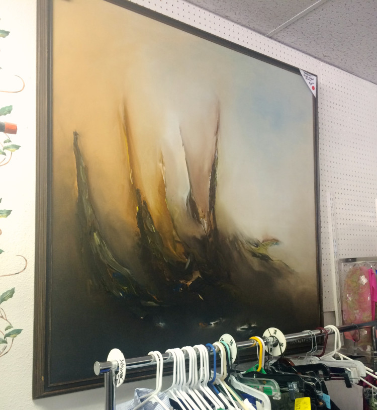 Repurposed thrift shop artwork