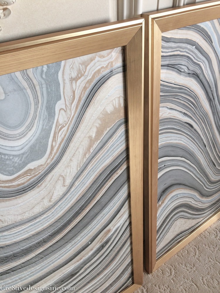 Marble artwork paperwith gold frames