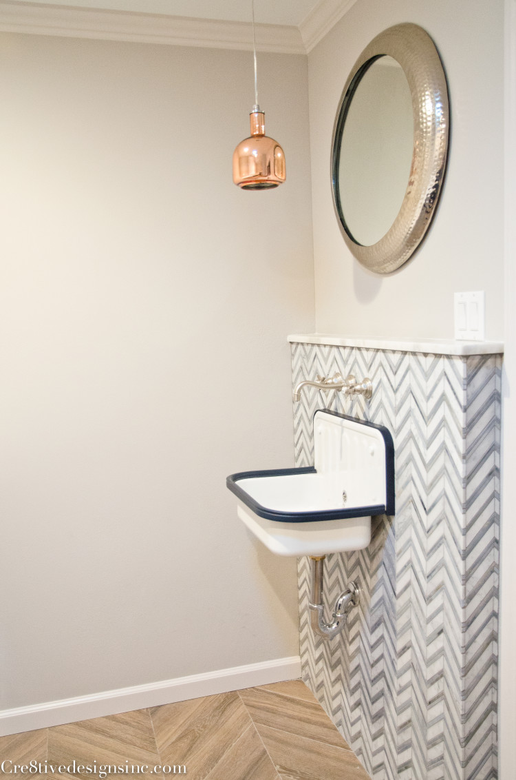navy, white and chevron laundry room-12