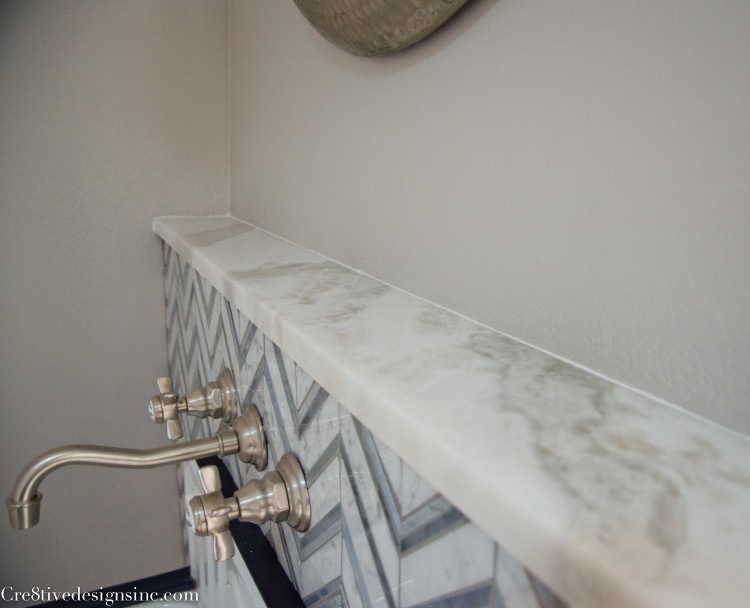 navy, white and chevron laundry room