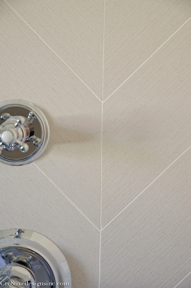 large chevron shower tile