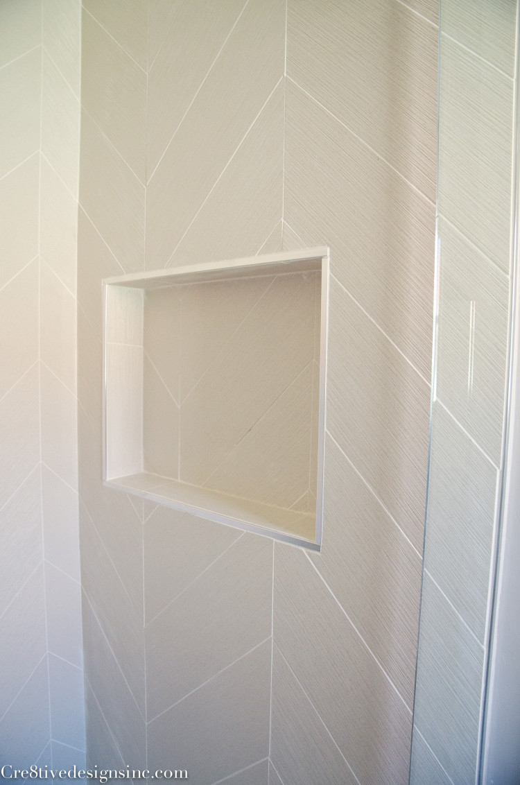 large chevron shower tile